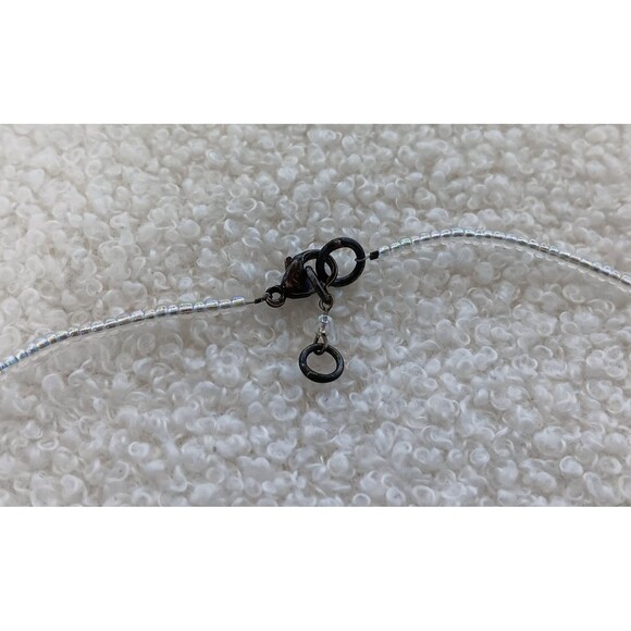 Handmade Sterling Silver Moonstone Pearl & Seed Bead Choker Necklace 15 in - Picture 11 of 11